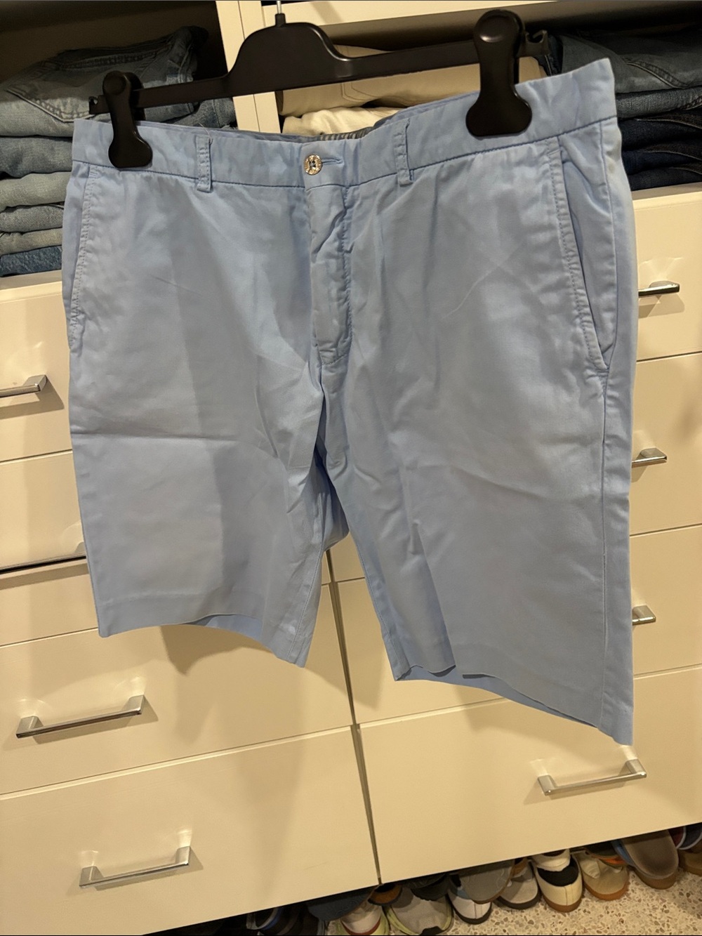 Classic Light Blue Men's Flat Front Shorts